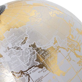 Globo Terraceo, Diameter 12.5 cm, Blanco / Dorado Metal, Madera Sobremesa, 12.5 x 22 cm, Base: 10 cm