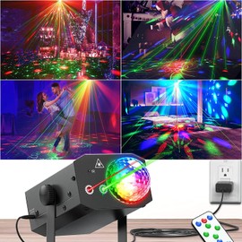 Party Lights,Disco Lights+Disco Ball 2 in 1 Disco Ball Lights Sound Activated Stage Lights with Remotrol Control DJ Disco Lights for Parties Club Brithday KTV Festival Home Party Decorations Gifts
