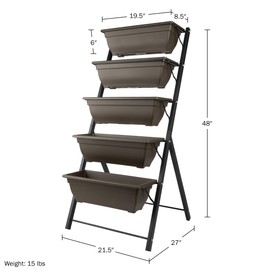 Pure Garden Raised Garden Beds - 5 Tier Vertical Garden Planter - Planters for Outdoor Plants - Gardening and Greenhouse Accessories (Brown)
