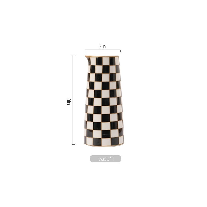 Porlien Checker Porcelain Flower Vase Home Decor Set of 2
