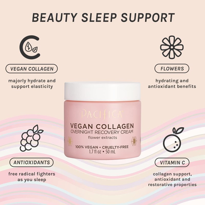Pacifica Night Face Cream - Vegan Collagen Overnight Recovery Cream,