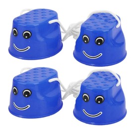 Children's Cup Stilts, 2 Pairs of Plastic Playpen Stilts, Monster Feet, Toy with Adjustable Rope, Gifts for Balance and Coordination, Strength, Active Play (Blue)