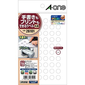 e-wan Handwriting and Print For Label Round 60 Face 9 mm 12 Sheets 26101 