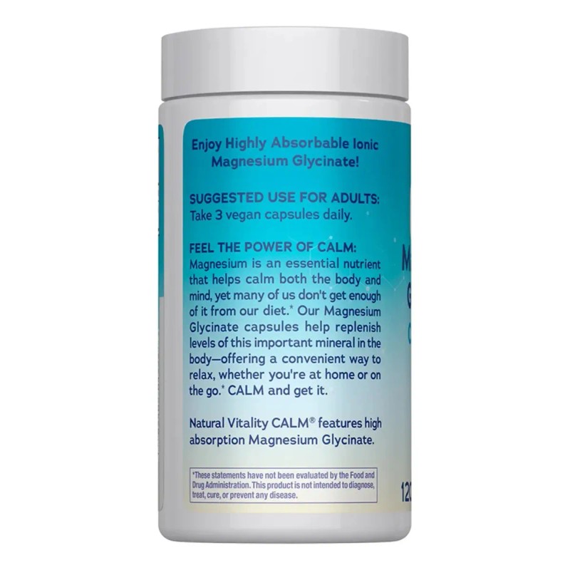 Magnesio Calm Natural Vitality 120 Cápsulas Sabor Vegano