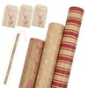 LaRibbons Kraft Christmas Wrapping Paper Set, 17 Inch × 10