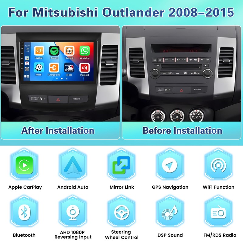 Fuluku【2+64GB】 for Mitsubishi Outlander 2008-2015 Android 13 Car Stereo with