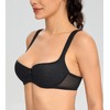 Lemorosy Women's Balconette Bra Push Up Lightly Padded Wide Straps