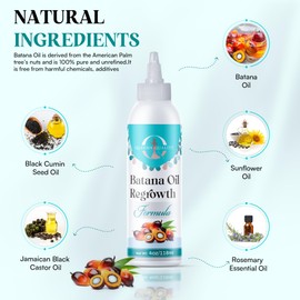 Queens Quality™ Batana Oil Regrowth Formula – 100% Unrefined, Natural Hair Growth & Repair Treatment – Promotes Thicker, Stronger Hair, Reduces Thinning & Scalp Damage, 4oz