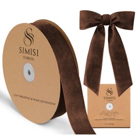 Brown Velvet Ribbon 1.5'' 25 Yards for Christmas Tree, Gift Wrapping, Flower Bouquet, Wreath Decorations, Bow Making
