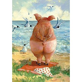 Inkognito Postcard A6 • 34763 ''Strandschwein Artist: Rudi Hurzlmeier • Satire • Children/Fairy Tales • Fantastic