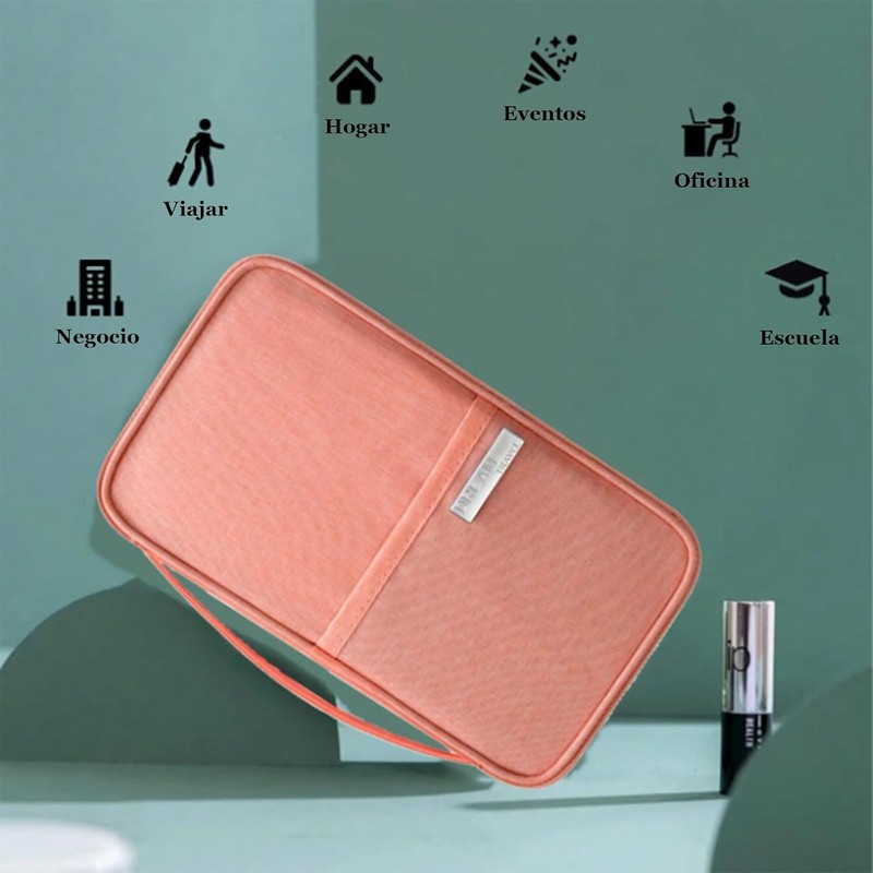 Porta Pasaporte, Organizador de Documentos de Viaje - Rosa