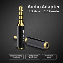 VENTION 3.5mm Male to 2.5mm Female Audio Adapter(2 Pack), 2.5mm Female to 3.5mm Male Gold Plated Audio Jack Connector Stereo/Mono Auxiliary Plug for Headphone Earphone Speaker