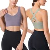 HANERDUN Women's Mittle Support Sports Bra Crossback Push Up Yoga