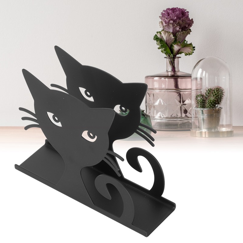 2pcs Metal Napkin Holder Innovative Hollow Out Cat Shape Paper