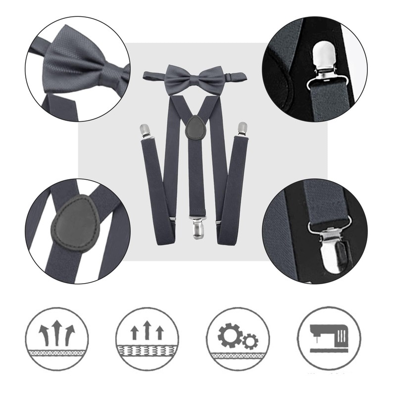 XDGBGFN Men's Bow Tie Braces Set with Three Clips Braces