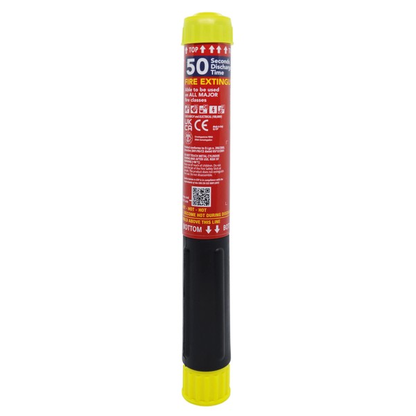 Fire Safety Stick - Fire Extinguisher A, B, C, F & Electrical - 50 Seconds Discharge Time - Light & Compact, No Damaging Residue, No Mess, Non-pressurised, 15 year Shelf life