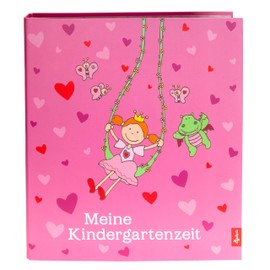 Goldbuch Pinky Queeny Kindergarten Collector's Binder A4 with 4 Illustrated page dividers, 5.5 cm Spine Width with Laminated with UV Coating Pink 35447