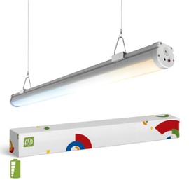 ASD 4FT LED Vapor Tight Light Fixture with Emergency Battery Backup - 32W/48W/56W 120-277V 3500/4000/5000K Dimmable Vapor Proof Lighting, Seamless Linkable Commercial Wall Light, UL DLC