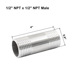 Coufce NPT 1/2 Male Threaded Pipe Fitting Stainless Steel Pipe Nipple Conduit Hose Adapter Shower Head Extension Arm Malleable Nipple Tube Sleeve Extension Connector(2 Inches Length）
