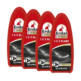 4x Erdal Express 1-2-3 Glanz Schwarz - Schwamm - mit Bienenwachs