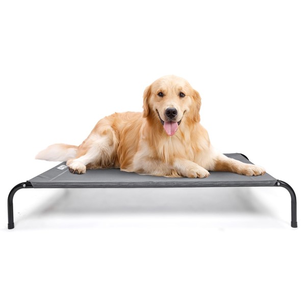Nobleza Elevated Dog Bed for Large Dogs, Washable Pet Bed Fits Up to 150 LBs, Raised Dog Bed for Indoor Outdoor Use, Dog Hammock Cot with Durable Frame, 48.8"X 35.4" Grey, L