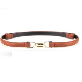 Women Skinny Leather Belt, Adjustable PU Leather Belt with Gold Buckle,Women's Belt Elastic Belts Thin Waist Belts