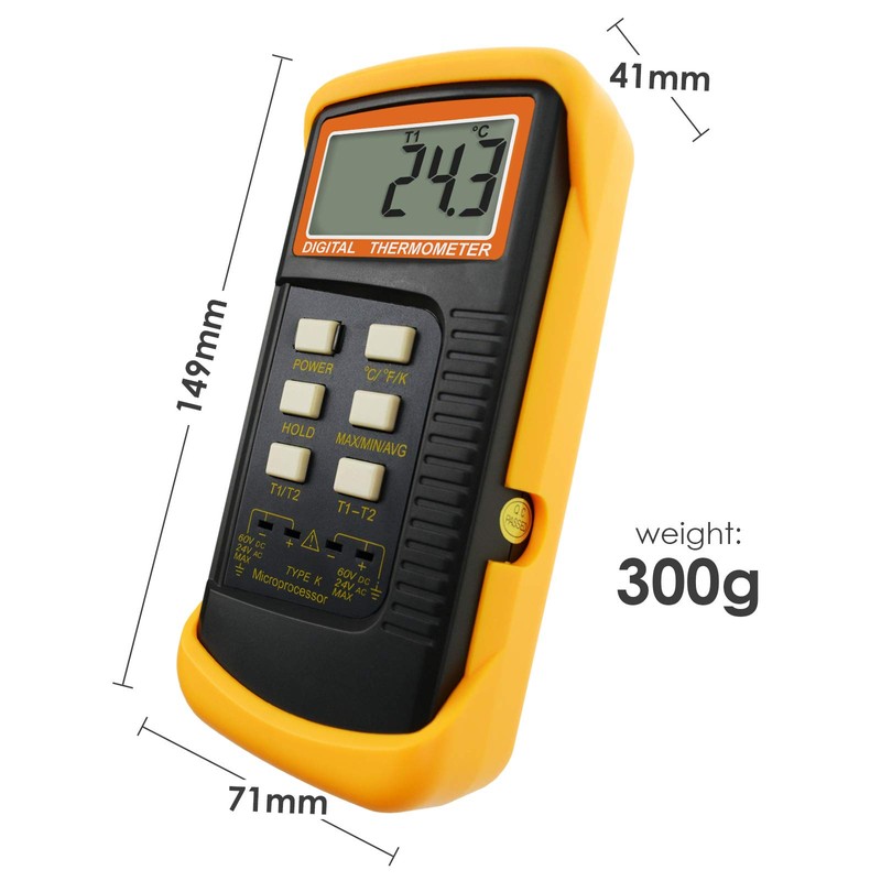 Digital Thermocouple Thermometer Type K (-50~1300°C) Dual Channel 4 Thermocouples