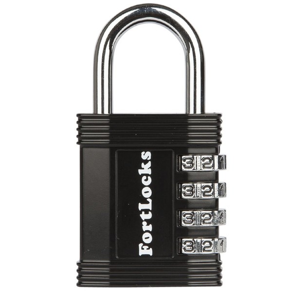 FortLocks Padlock - 4 Digit Combination Lock for Gym Outdoor