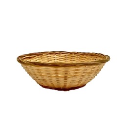 Set Of 4 Vintage Round Natural Bamboo Wicker Bread Basket Handmade Woven Storage Trinket Fruit Hamper Trays 20cm New