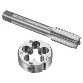 sourcing map Tap and Die Sets, M16 x 2 Metric Left Hand Screw Thread Straight Flute Tap with Round Threading Die, Tap & Die Kit for Nut Screw Bolt Thread Repair