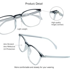 VisionGlobal Blue Light Blocking Glasses for Computer Reading, Anti Glare Lenses Help Reduce Eye Strain and Fatigue, For Men/Women (Clear Blue, 2.50 Magnification)