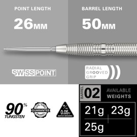 Target Darts Crux 02 21G 90% Tungsten Swiss Point Steel Tip Dart Set
