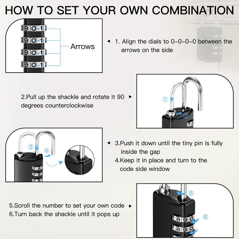 40 Pcs 4 Digit Combination Locks Combination Padlock Luggage Number