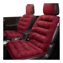 CGEAMDY Cushioned Car Seat Cover, Warm Short Plush Seat Cushion for Front Rear Pad, Soft Fuzzy Seat Protector for Winter, Auto Interior Women Men Accessories, for Vehicles, SUV, Truck (Red)