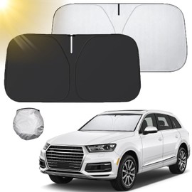 Auto Sonnenschutz Frontscheibe,Tadpolez Auto Sonnenblende,Frontscheibe Sonnenschirm,Faltbarer Auto Windschutzscheibe,Auto UV-Schutz Sonnenschirm Wärmeisolierter ,Für die Meisten Autos 140*70cm(Silber)
