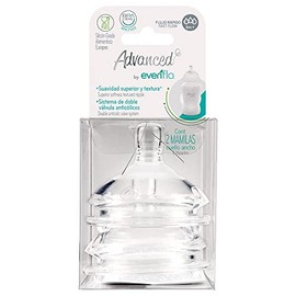 Evenflo Advanced Mamilas Anticólicos, Cuello Ancho, Flujo Rápido, Silicón Grado Alimenticio, Libre de BPA, 8 Meses en Adelante, 2 Piezas