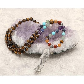 Jovivi - Collar con cristales curativos de 7 chakras, con alambre envuelto en cuarzo transparente, colgante de árbol de la vida, curativo en punta, reiki equilibrio energético