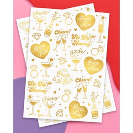 CharmeFleur Gold Hen Party Tattoos, 54 Pieces | Hen Party Gifts, Bridesmaids Temporary Colours, Metallic Wedding Party Accessory, Bridesmaid Gift, Hen Do