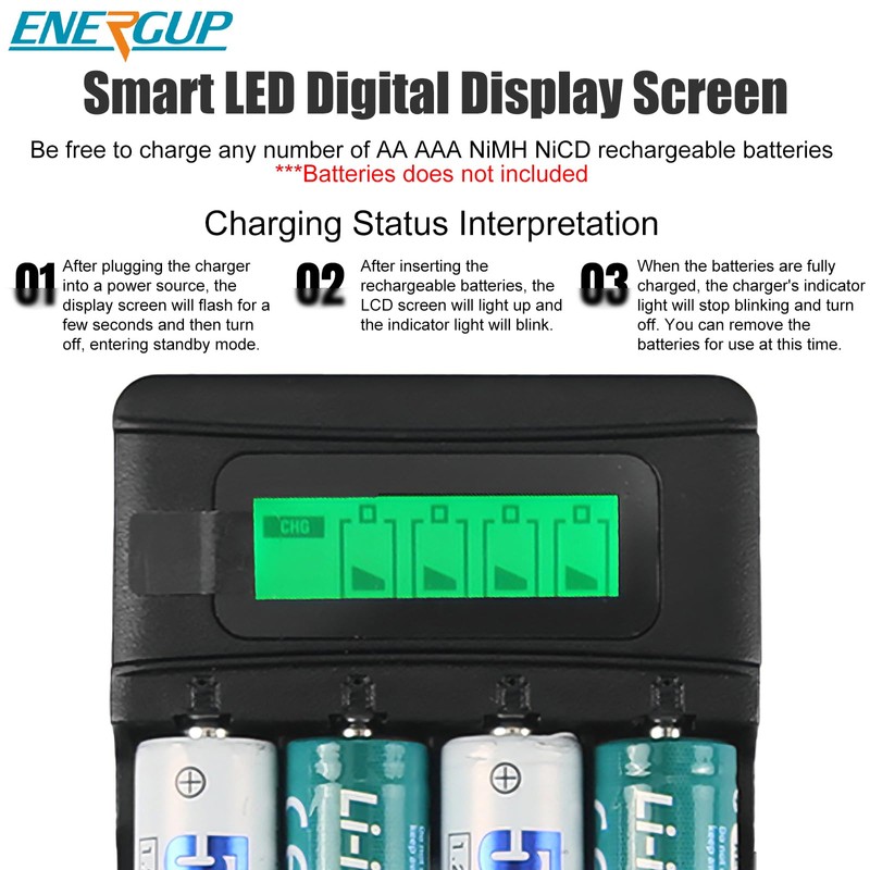 Portable Universal Battery Charger with LCD Display | Compact &