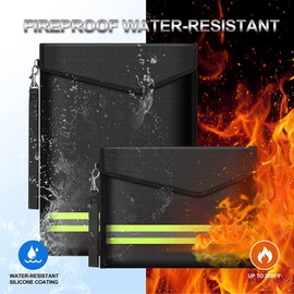 ImnBest Pack of 4 Fireproof and Waterproof Bag, Fireproof Wallet Briefcase for A4 Document Bag, Passport Money Valuables