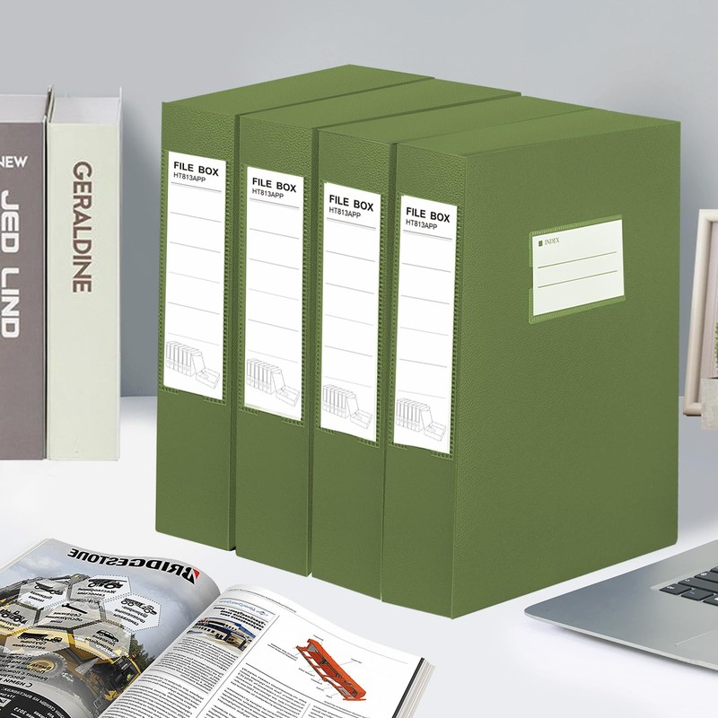 HUA JIE 2 Pack A4 Storage File Boxes Archives Case,65mm