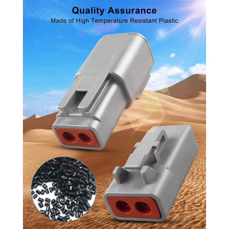 2 Pin Way DTP Series Connector, 14-12 AWG 25A Waterproof