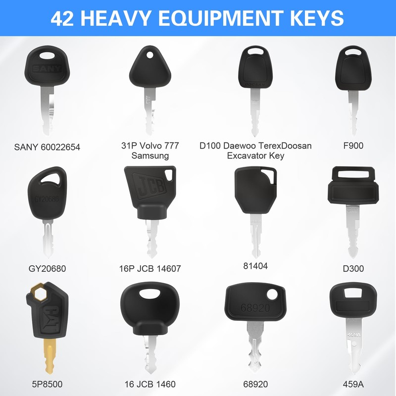 42PCS Heavy Equipment Keys Master Set, Universal Operator Construction Ignition