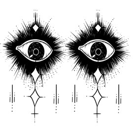 Oottati 2 Sheets Tiny Small Temporary Tattoos For Women Men Finger Hands Neck Wrist Face, Cute Long Lasting Cartoon Fake Tattoo Stickers For Kids Boys Girls Black Eye Star