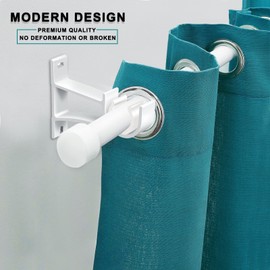 Gudui 8 Pack White Aluminum Alloy Curtain Rod Brackets, Heavy Duty Curtain Rod Hooks, Easy to Install