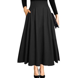 Black Skirt for Women 2025 Faldas de Mujer Elegantes Long Maxi Pleated Aline Fashion Ladies Vintage Flowy Midi Teacher Skirts M