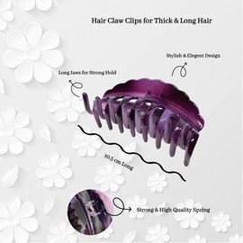 Marrie Hair Claw Clips for Thick Hair Nonslip Strong Large Clamp for Strong Hold Big Jaws Hair Clips for Long Stylish Hair Styling Accessories for Women Girls (Red/Green/Purple)