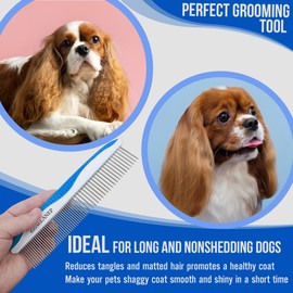 ZENELANEP ZENELANEP Dog Grooming Comb for Matting C Metal Dematting Comb with Stainless Steel Teeth & Non-Slip Handle (Style 1)