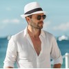 Straw Trilby Hat for Men - Summer Sun Fedoras Travel