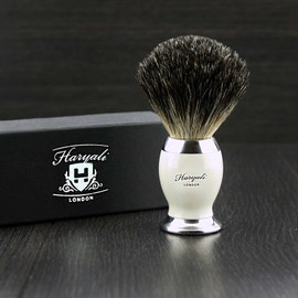 Men's Black Badger Hair Shaving Brush & & Metal Color Base. Comes in a Designer Box – Perfect for any gentleman